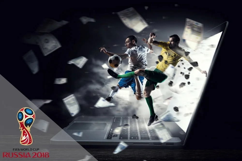 Aksi sepak bola di lapangan untuk kategori olahraga